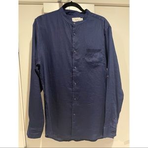 Onia linen collarless shirt
